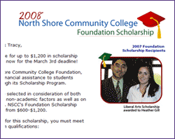 North Shore Community College Foundation Scholarship