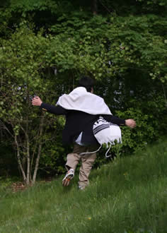 Ethan running on the day of his bar mitzvah